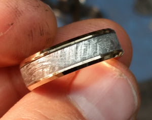 Meteorite and Yellow Gold Band